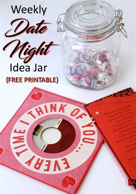 Date Night Ideas Jar With Free Printable For Valentines Day