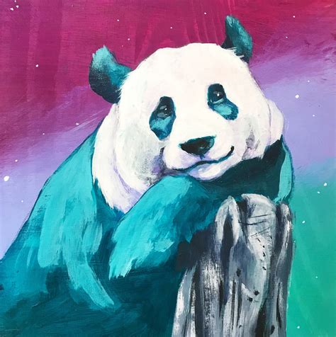 Panda Panda Canvas Canvas Print Rainbow Bear Teddy Etsy