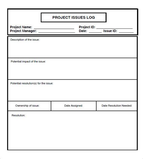 Project Issue Log Template Who Is The Issue Assigned Towhat Date Was