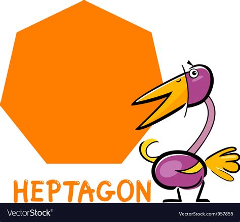 Heptagon Shape With Cartoon Bird Royalty Free Vector Image