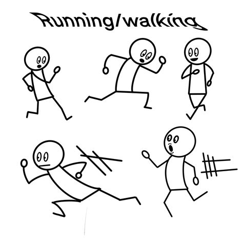 Runningwalking Stick Figure Clip Art Instant Download Etsy