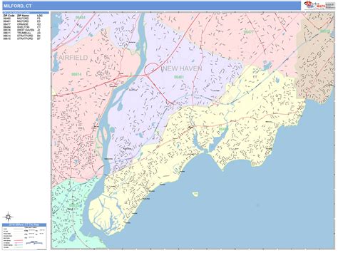 Milford Connecticut Wall Map Color Cast Style By Marketmaps