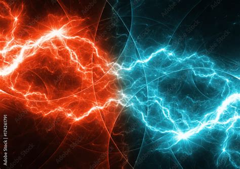 Fire And Ice Abstract Lightning Background Stock Illustration Adobe Stock