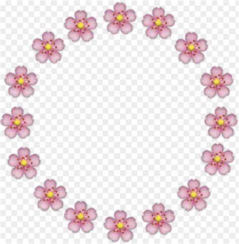Flores Emoji Rosa Circulo Moldura Fofa Iphone Pink Flower Emoji Png