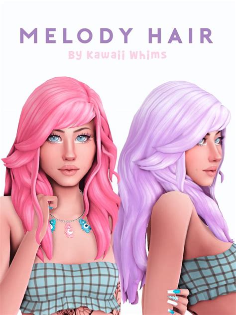 Melody Hair Kawaii Whims On Patreon In 2023 Sims Mods Sims Sims Hair