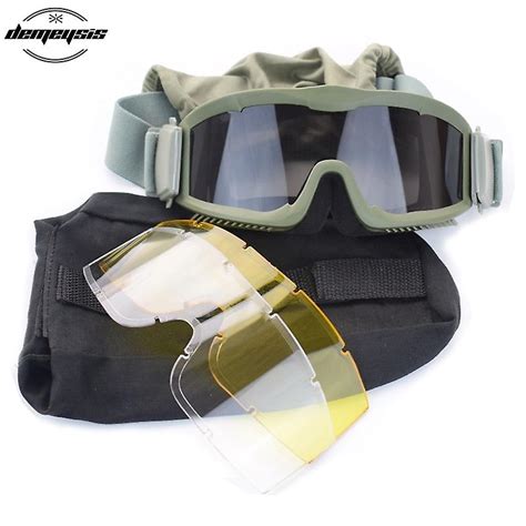 men s ballistic military 3 lens tactical goggles us tactical army sunglasses anti fog helmet