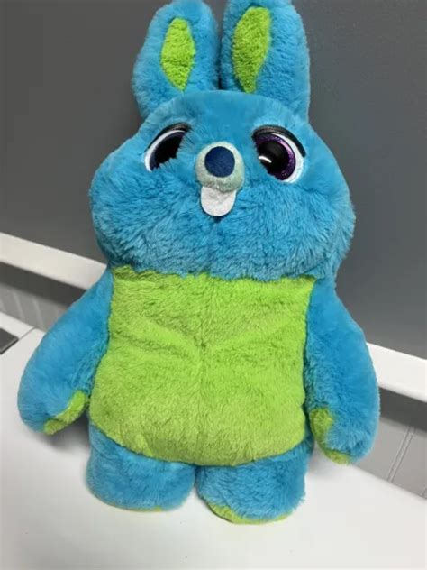 Disney Store Toy Story 4 Talking Bunny 15 Plush Blue Green Pixar Nwot