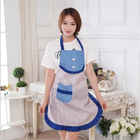 Printed Apron With Pocket Kitchen Cooking Cleaning Waterproof Floral