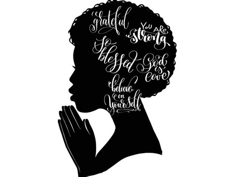 Black Queen Praying Woman Silhouette Afro Nubian Princess Etsy