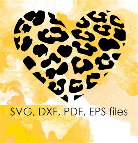 Leopard heart svg dxf pdf files Valentine svg files for | Etsy