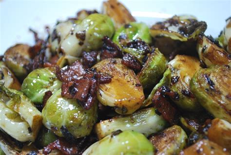 Dice turkey bacon (layer slices on top of each other and cut into bits) and cook over medium heat in large nonstick frying pan coated with. Brussel Sprouts with Bacon - SavoryReviews