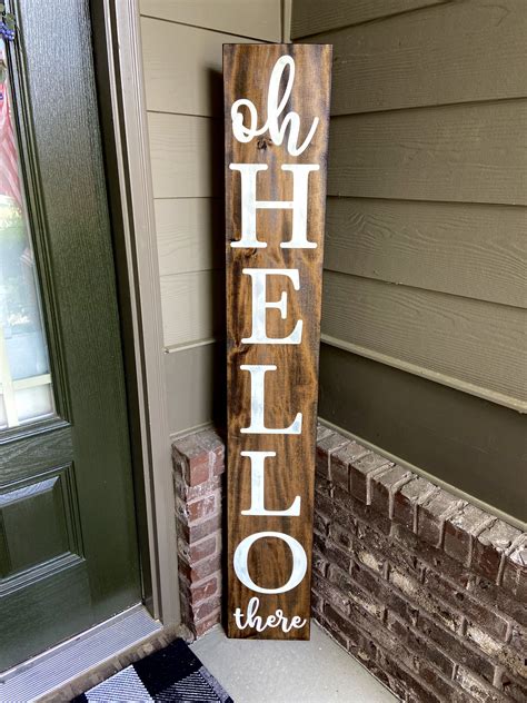 Oh Hello There Porch Sign Porch Welcome Sign Vertical Etsy Porch