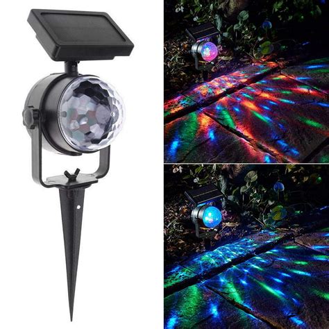 6v 03w 14 Solar Powered Ground Light Rotary Color Projector Outdoor
