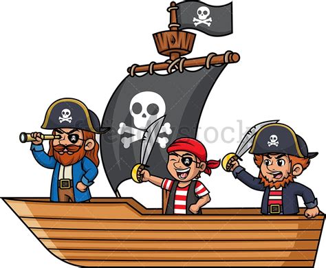 Pirate Crew Aboard Ship Cartoon Vector Clipart Friendlystock