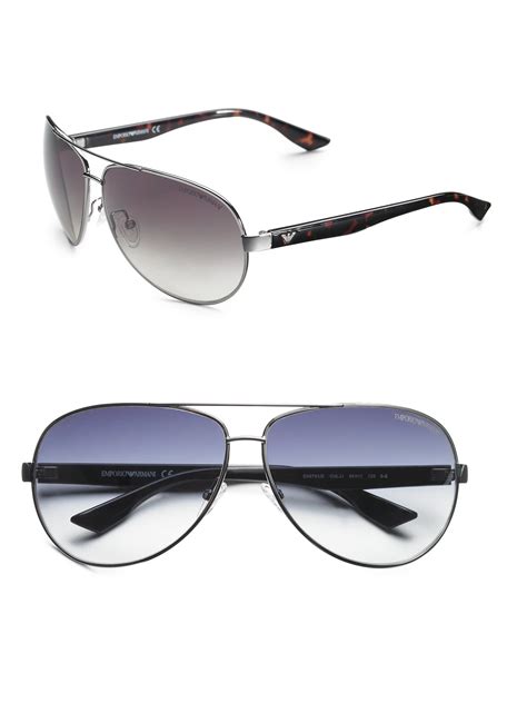 Emporio Armani Metal Aviator Sunglasses In Black Grey Black For Men Lyst