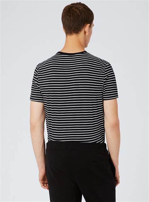 Topman Cotton Black And White Stripe T Shirt For Men Lyst