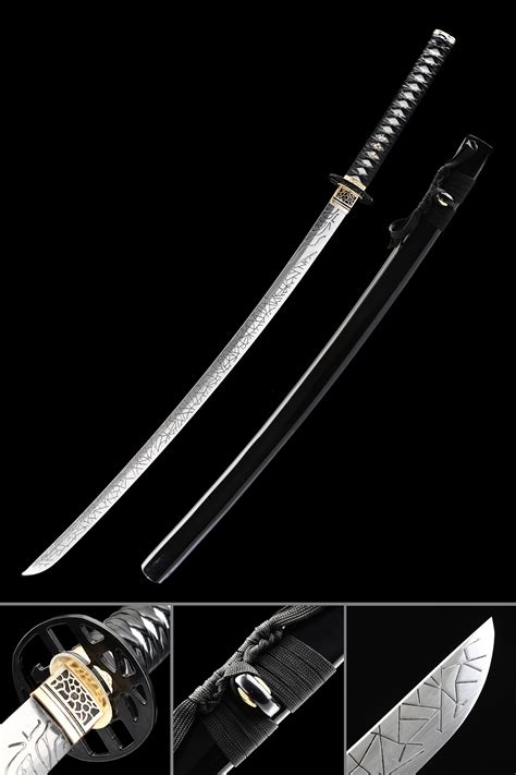 Nihonto Handmade Japanese Nihonto Katana Sword With Black Scabbard