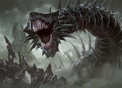 Giant Worm Dark Creatures Fantasy Creatures Art Mythical Creatures