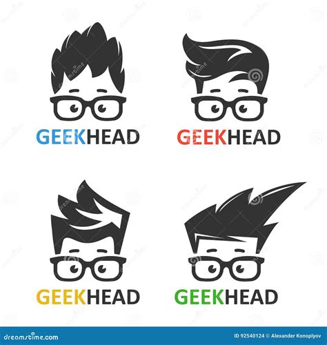 Geeks And Nerds Vector Set Of Logos Stock Vector Illustration Of