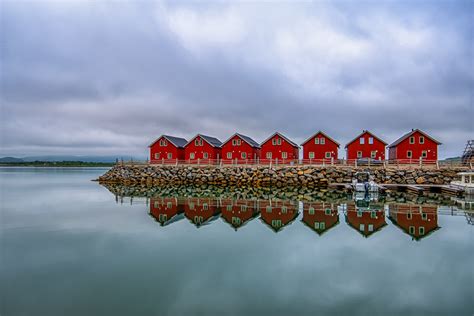 Picture Lofoten Norway Rorbu Nature Reflected Houses