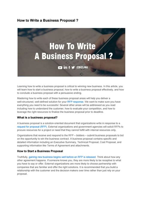 How To Write A Business Proposal By Zbizlink Issuu