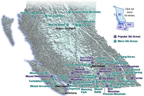 Map Of Downhill Ski Areas In British Columbia Go Northwest A Travel