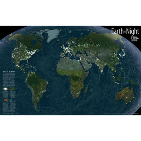 National Geographic Earth At Night World Map Laminated