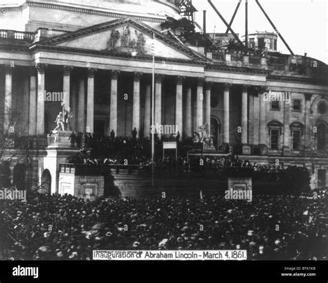 Abraham Lincolns First Inauguration On March 4 1861 With Crowds On Us Capitol Which Is