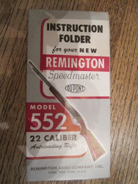 Remington 552 22 Rifle Instruction Manual Folder For Sale At