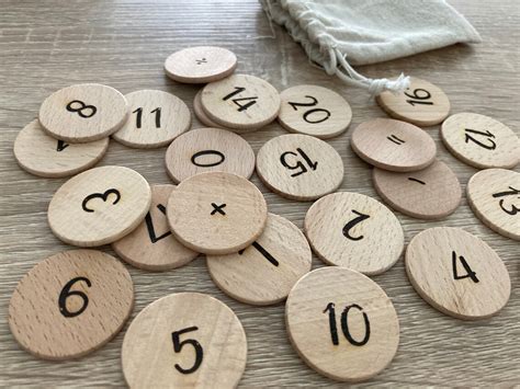 Wooden Number Discs Learning Numbers Math Waldorf Etsy