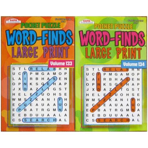 Lot Of 2 Pocket Word Search Find Hunt Puzzle Books Large Print First