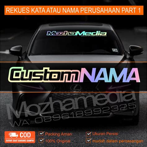 Stiker Kaca Mobil Nama Custom Cutting Sticker Body Dan Kaca Mobil Nama