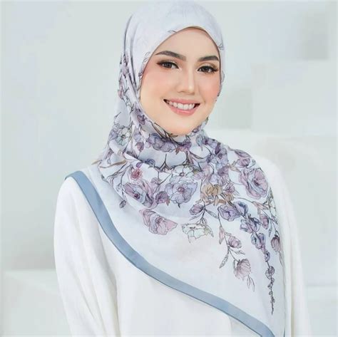 Tudung Bawal Customized Premium Cotton Voile Printed Square Scarf Hijab Bidang 45 Hot Muslim