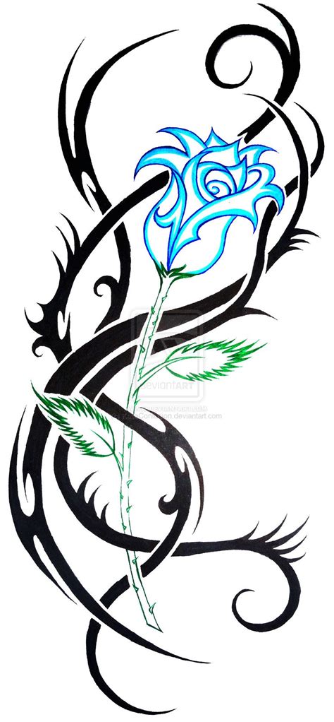 Blue Tribal Rose Tattoo Design 26 Beautiful Tribal Rose Tattoos