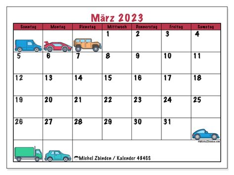Kalender März 2023 Zum Ausdrucken “484ss” Michel Zbinden De