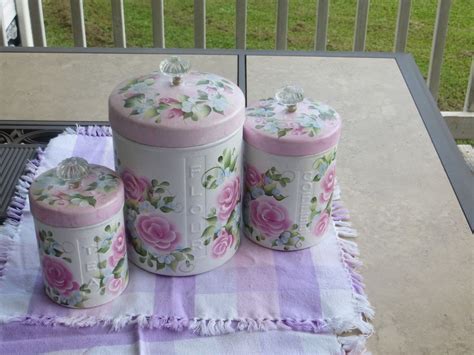 Beautiful 3 Piece Chic Hp Shabby Roses Canister Set Canister Sets