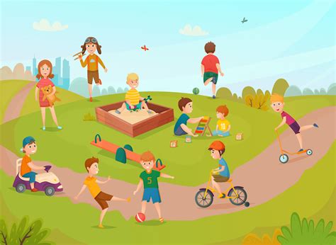 Kids Playing Composition 480821 Vector Art At Vecteezy