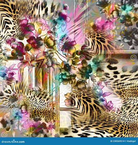 Leopard Flower Pattern For Print Stock Illustration Illustration Of