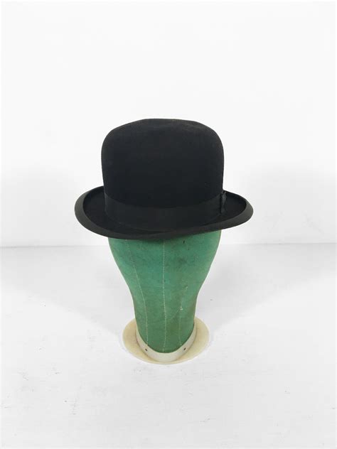Vintage 20s Stetson Derby Hat Black Bowler Size 7 18 Etsy