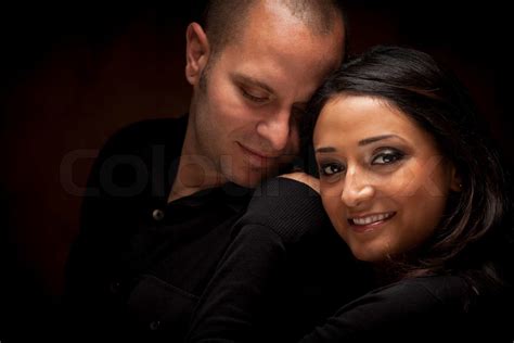 Happy Mixed Race Couple Flirting With Each Other Stock Image Colourbox