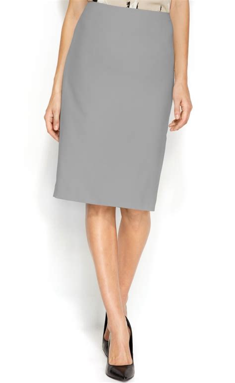 Anne Klein Anne Klein New Light Gray Womens Size 12 Pleated Knit Pencil Skirt