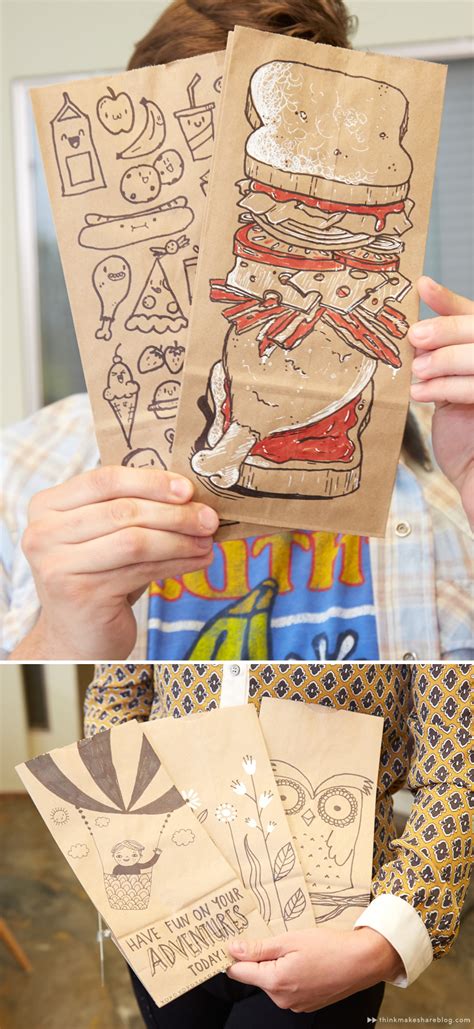 How to make kites with brown paper bags. Back to school with creative lunch bags and totes - Think ...