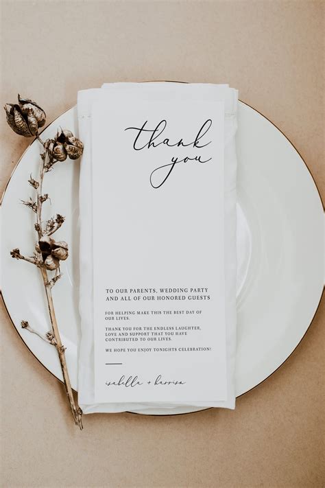Evelyn Table Thank You Card Printable Place Setting Thank Etsy