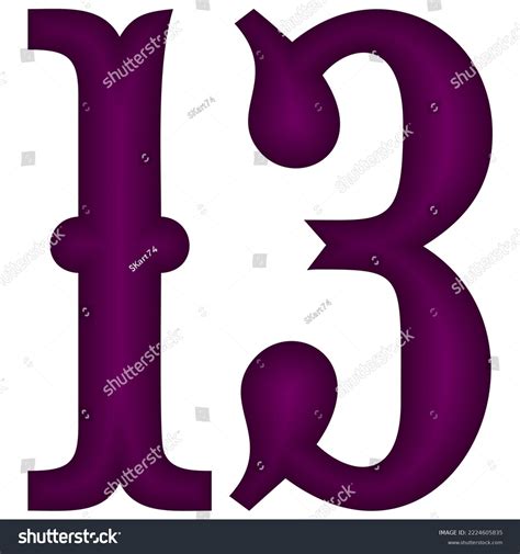 Purple Number Thirteen Vector Illustration Number Stock Vector Royalty