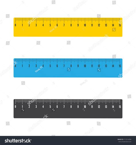 Set Three Yellow Rulers Marked Centimeters Stock Vector Royalty Free