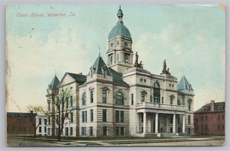 Waterloo Iowa~court House~2 Story Beaux Arts~tower Wdome~portico~1909