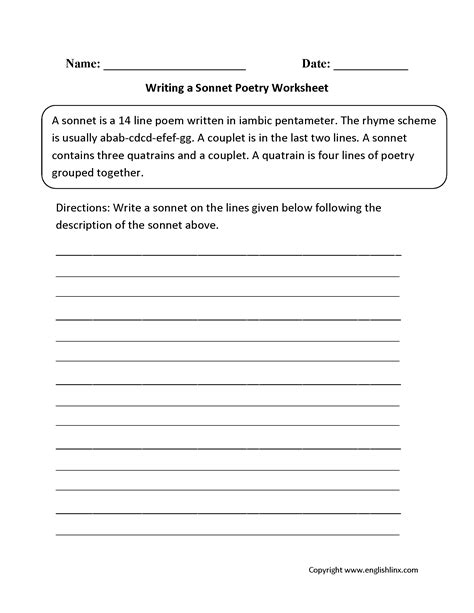Poem Activity Worksheets