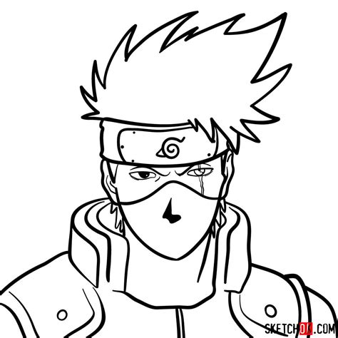 How To Draw The Face Of Kakashi Hatake Naruto Sketchok Step By Step Drawing Tutorials