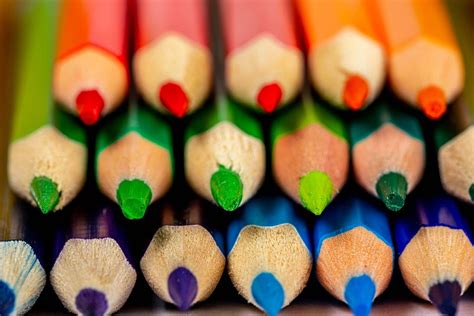 Top View Tips Of Multicolored Pencils Creative Commons Bilder