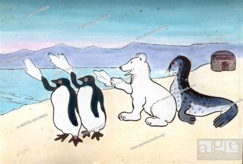 Goodbye Saying Penguin Polar Bear And Seal Comic Image Date Circa